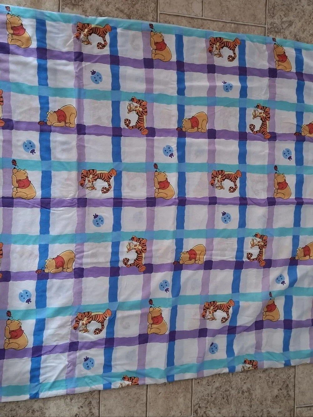 Vtg Disney Pooh & Tigger Top & Fitted Sheets Full Size Cotton Blend Made In USA
